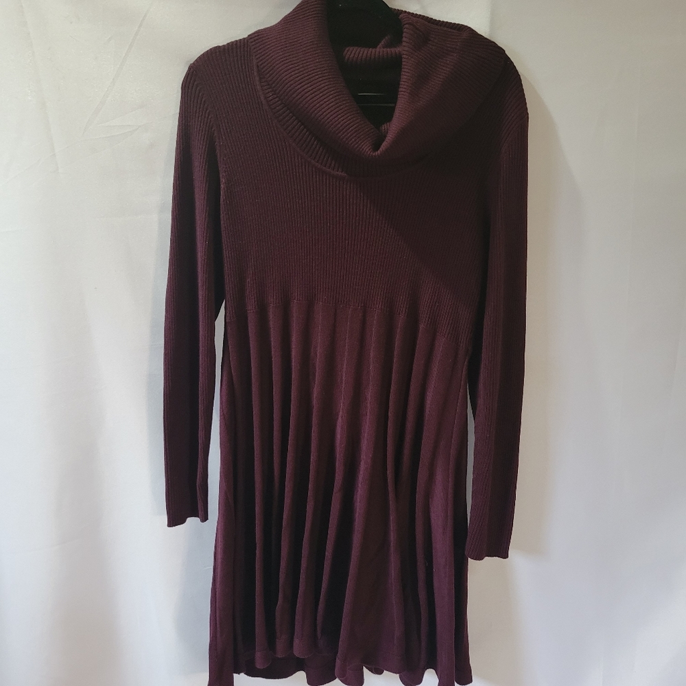 Calvin klein turtle neck sweater dress, long sleeve size large burgundy